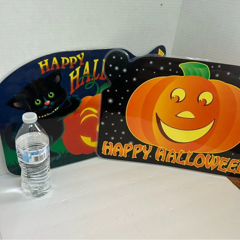 2 Bright of America Halloween table place mats laminated black cat mouse - Picture 4 of 12